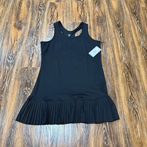 Tail Coletta Pleated Tennis Dress XL Black Pickleball Athletic‎ Stretch UPF 50
